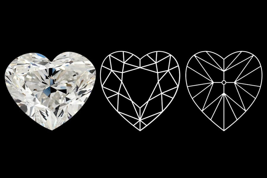 heart cut diamond facets