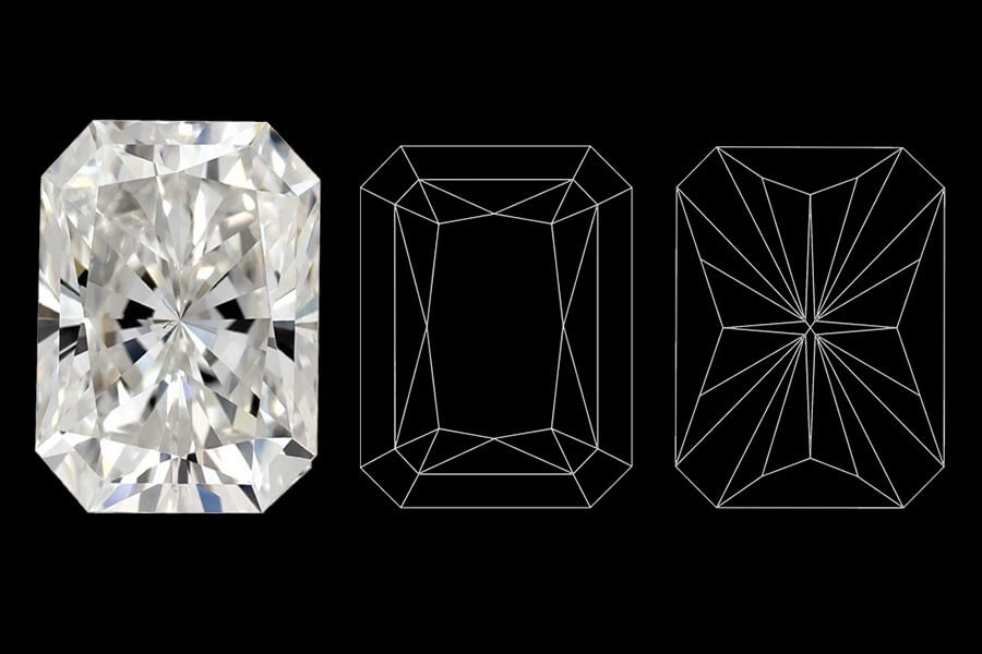 radiant cut diamond facets