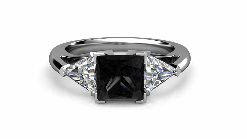 the side stone setting black diamond ring